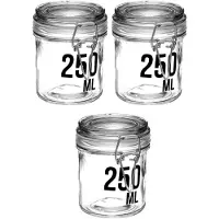 Secret De Gourmet 3x stuks inmaakpotten/voorraadpotten 0,25L glas met beugelsluiting - Voorraadpot