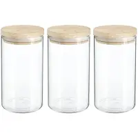 Secret De Gourmet 3x Stuks Voorraadbussen/voorraadpotten 1l Glas Met Houten Deksel - Voorraadpot