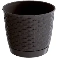 Prosperplast plantenpot/bloempot - kunststof - D22 x H19,5 cm - donkerbruin - Plantenpotten