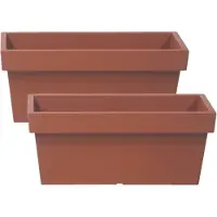 Prosperplast 2x stuks stevige terras/balkon plantenbakken/bloembakken kunststof 38 x 18 x 16 cm terra cotta - Plantenpotten