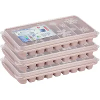 Forte Plastics 3x stuks Trays met Flessenhals ijsblokjes/ijsklontjes staafjes vormpjes 10 vakjes kunststof oud roze - IJsblokjesvormen
