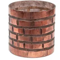 Clayre & Eef Theelichthouder Ø 13x13 cm Koperkleurig Glas Rond Waxinelichthouder Koperkleurig Waxinelichthouder