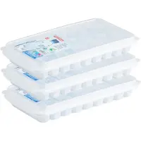 Forte Plastics 3x stuks Trays met Flessenhals ijsblokjes/ijsklontjes staafjes vormpjes 10 vakjes kunststof wit - IJsblokjesvormen