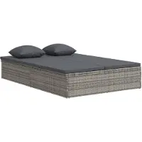 vidaXL Ligbed met kussens converteerbaar poly rattan donkergrijs