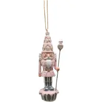Clayre & Eef Kersthanger Notenkraker 11 cm Roze Kunststof Kerstdecoratie Roze Kerstdecoratie