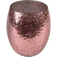 Clayre & Eef Theelichthouder Ø 8x9 cm Roze Glas Waxinelichthouder Roze Waxinelichthouder