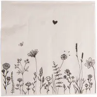 Clayre & Eef Servetten Papier Set van 20 33x33 cm (20) Beige Papier Bloemen Servetten Papieren Beige Servetten