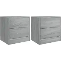 vidaXL Nachtkastjes 2 st 40x30x40 cm bewerkt hout grijs sonoma eiken