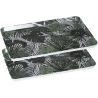 Secret De Gourmet 2x stuks dienbladen/serveerbladen rechthoekig Jungle 30 x 22 cm wit/groen - Dienbladen