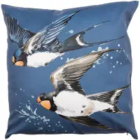 Clayre & Eef Kussenhoes 45x45 cm Blauw Wit Polyester Vogels Sierkussenhoes Blauw Sierkussenhoes
