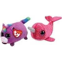 TY - Knuffel - Teeny Ty's - Rosette Unicorn & Nelly Narwhal
