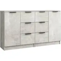 vidaXL Dressoirs 2 st 60x30x70 cm bewerkt hout betongrijs