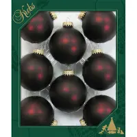 Merkloos 8x stuks glazen kerstballen 7 cm chocolade bruin/rood - Kerstbal