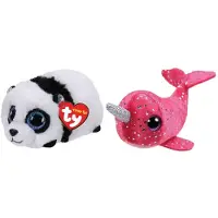 TY - Knuffel - Teeny Ty's - Bamboo Panda & Nelly Narwhal