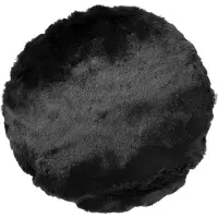Dutch decor - ZAYA - Sierkussen Ø45 cm rond - bontlook - effen kleur - Raven - zwart