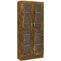 vidaXL Vitrinekast 82,5x30,5x185 cm bewerkt hout gerookt eikenkleur