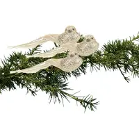 Cosy & Trendy 3x stuks kunststof decoratie vogels op clip goud glitter 21 cm - Kersthangers