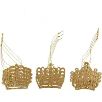 Cosy & Trendy Kersthangers kronen - 9x st - goud - 7 cm - hout - Kersthangers