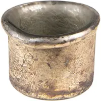 Clayre & Eef Theelichthouder Ø 8*7 cm Goudkleurig Glas Waxinelichthouder Goudkleurig Waxinelichthouder