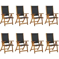 vidaXL Tuinstoelen inklapbaar 8 st massief acaciahout en textileen