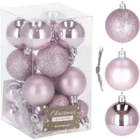 Springos Kerstballen 25 Stuks 2,5 cm/4 cm Roze Tinten