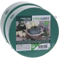 Pro Garden 2x stuks steekschuim/oase nat rond groen D14 x H7 cm - Hobbydecoratieobject