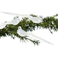 Cosy & Trendy 3x stuks kunststof decoratie vogels op clip zilver glitter 21 cm - Kersthangers