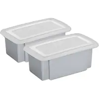 Sunware 2x Opslagbox Kunststof 7 Liter Grijs 38 X 21 X 14 Cm Met Deksel - Opbergbox