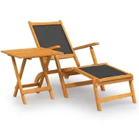 vidaXL Terrasstoel met tafel massief acaciahout en textileen