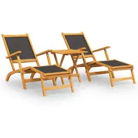 vidaXL Terrasstoelen met tafel massief acaciahout en textileen