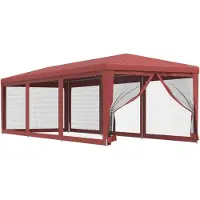 vidaXL Partytent met 8 mesh zijwanden 3x9 m HDPE rood