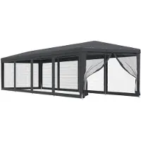 vidaXL Partytent met 10 mesh zijwanden 3x12 m HDPE antracietkleurig