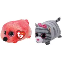 TY - Knuffel - Teeny Ty's - Gilda Flamingo & Cassie Mouse