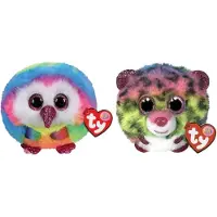TY - Knuffel - Teeny Puffies - Owel Owl & Dotty Leopard