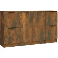 vidaXL Dressoirs 3 st bewerkt hout gerookt eikenkleurig