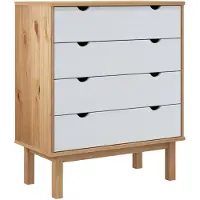 vidaXL Ladekast OTTA, bruin en wit, 76,5 x 39,5 x 90 cm, massief hout