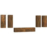 vidaXL 6-delige Tv-meubelset bewerkt hout gerookt eikenkleurig
