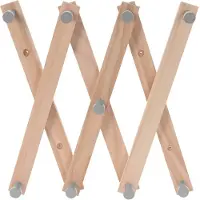 Excellent houseware Kinderkamer deurhanger/kapstok verstelbaar - 9 grijze haakjes - hout - 60 x 12 cm - Kapstokken