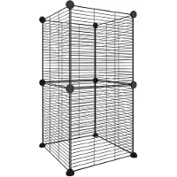 vidaXL Huisdierenkooi met 8 panelen 35x35 cm staal zwart