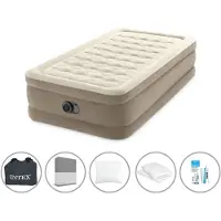 Intex luchtbedset - 1-Persoons - 99 x 191 x 46 cm - Beige - Met Ingebouwde pomp + Accessoires