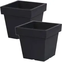 Prosperplast 2x Kunststof vierkante bloempotten/plantenpotten 20 cm antraciet - Plantenpotten