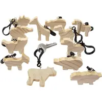 WEPLAY Eduplay houten dieren sleutelhangers set - 12 stuks - multicolor.