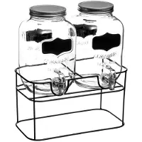 Secret De Gourmet glazen drankjesdispenserset - 2 x 4 liter, zwart & transparant