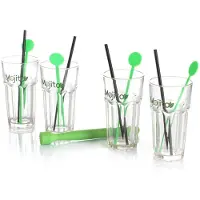 Secret De Gourmet Cocktails/Mojito glazen set - 4x stuks - met accessoires - 360 ml - Cocktailglazen