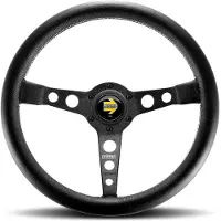 Momo Prototipo Steering Wheel 350 mm - Black Leather/Wht Stitch/Black Spokes