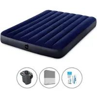 Intex Luchtbedset - Twijfelaar - 137 x 191 x 25 cm - Blauw + Accessoires