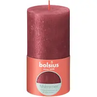 Bolsius Stompkaars Rustiek Shimmer Rood 60 Uur D 6,8 H 13 Cm