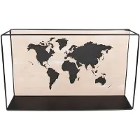 Clayre & Eef Wandrek 46x10x28 cm Zwart Bruin MDF Metaal Wereldkaart Wandplank Zwart Wandplank