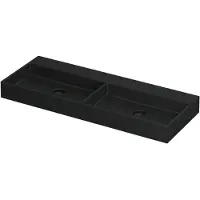 Ink United Wastafel 120x45cm Keramiek - Dubbel - Zonder Kraangaten - Mat Zwart - 8718835040789 - Rechthoekig - Wastafels, Meubelwastafels