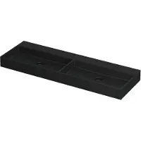 Ink United Wastafel 140x45cm Keramiek - Dubbel - Zonder Kraangaten - Mat Zwart - 8718835040802 - Rechthoekig - Wastafels, Meubelwastafels